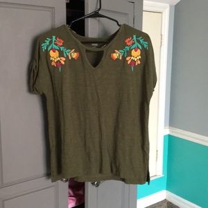 NEVER WORN!!! Army Green Embroidered shirt